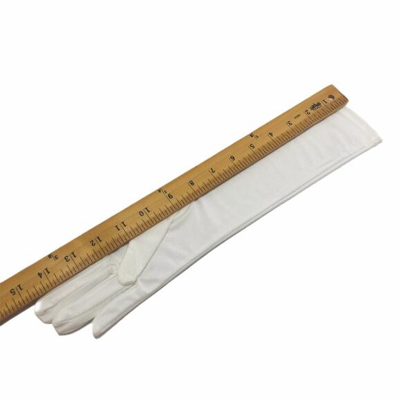 VINTAGE 14" 90s White Embroidered Floral Gloves with Open Ring Slit E19 - Picture 5 of 5